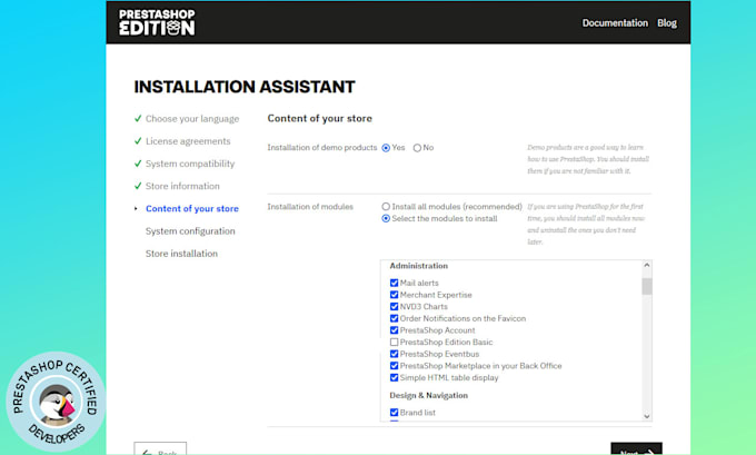 install, setup prestashop, theme install, do customize