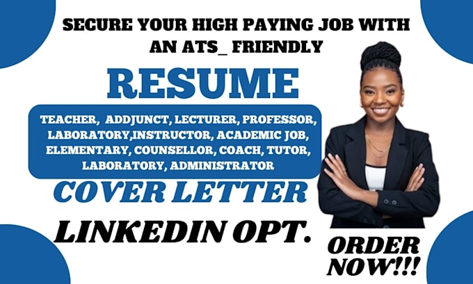 write teacher, adjunct, lecturer, counsellor, administrator, professor resume