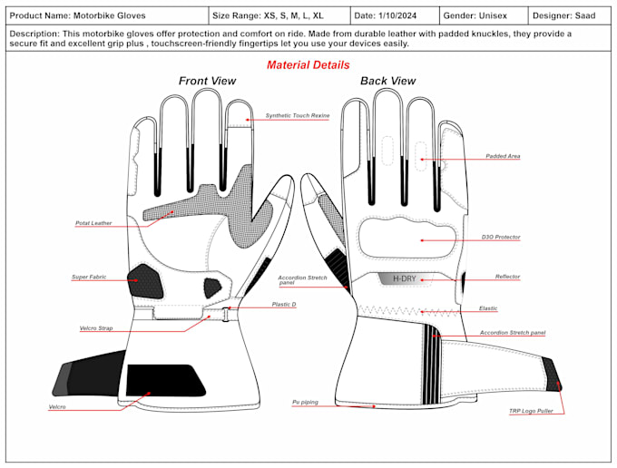 make racing glove , motorbike glove design for you