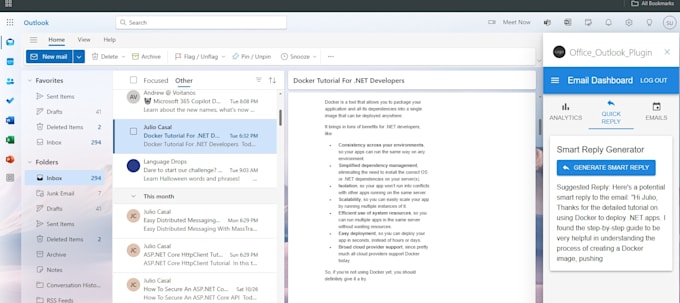 develop outlook office addin plugin