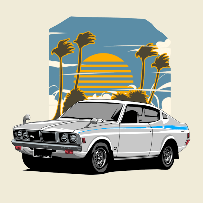 draw vintage or retro car illustrations
