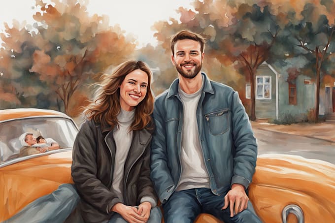 draw couple portrait illustration from photo