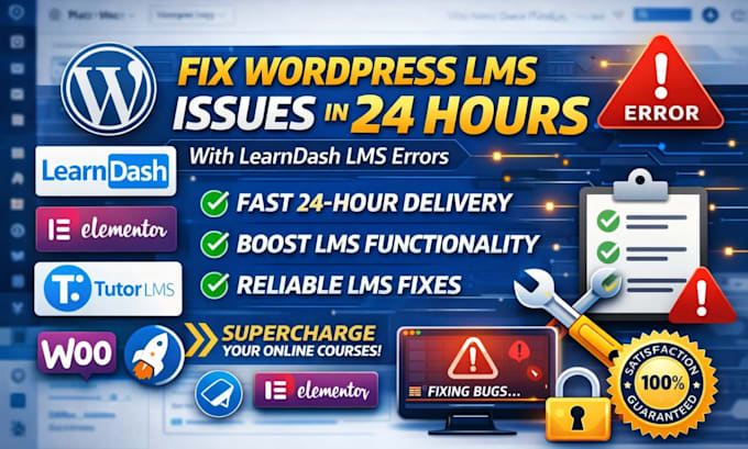 fix errors in wordpress lms website with learndash lms issues in 24 hours