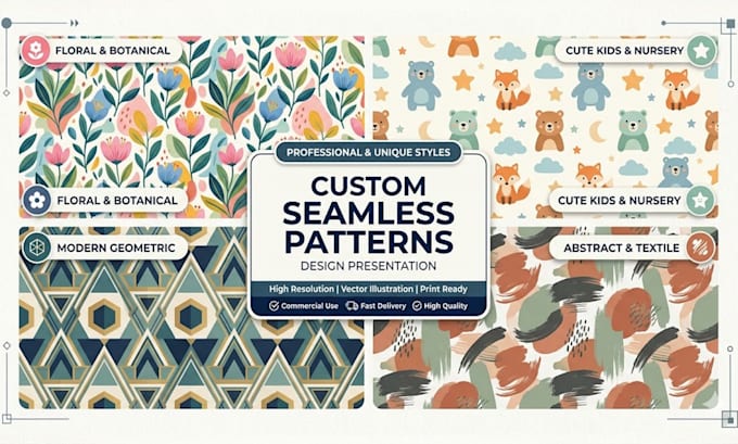 custom seamless pattern design for fabric textile and branding