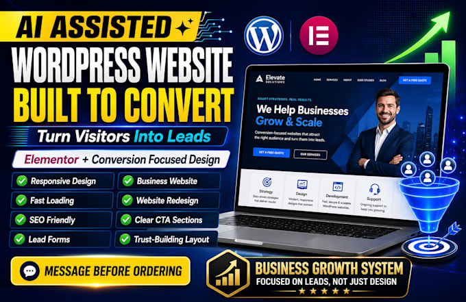 build or redesign conversion focused wordpress website with elementor
