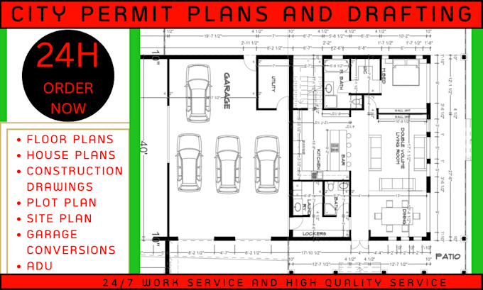 draft architectural blueprints and construction drawings in autocad