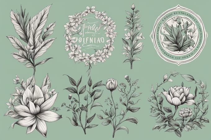 create hand drawn botanical boho logo designs