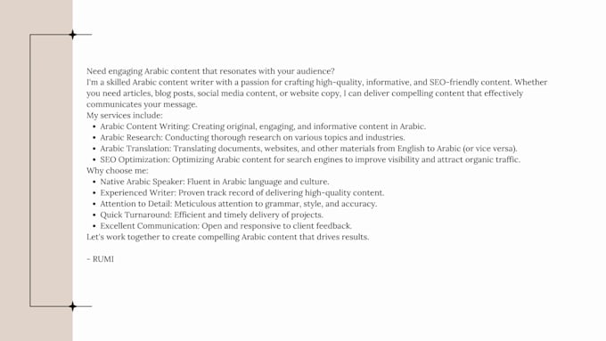 do content writing in arabic