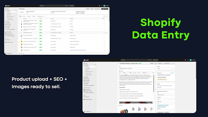 do data entry on  wordpress y shopify