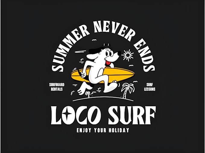 retro surf logo and t shirt design