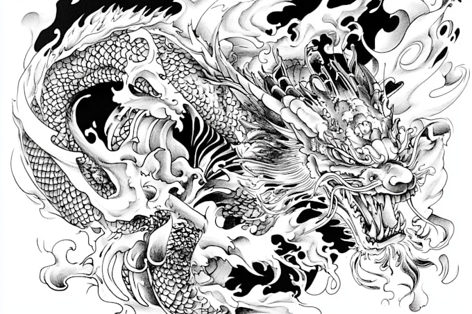 draw japanese tattoo design for you