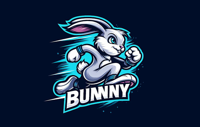 Rabbit Racing Logo Vector Creative bunny, rabbit, racing, animal, gaming mascot logo in 12 hours ...