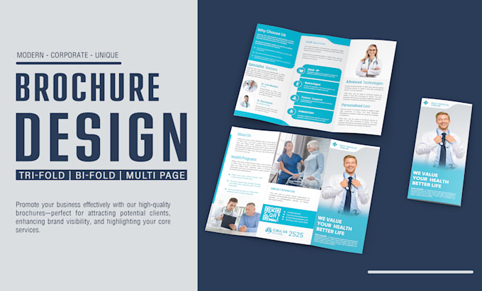 design a professional bifold or trifold brochure for your business