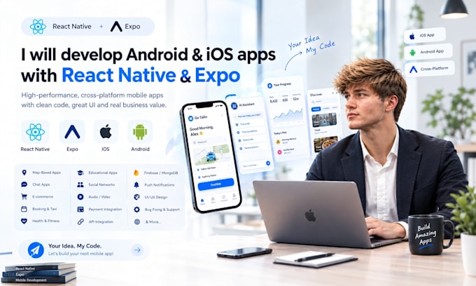 develop android and ios apps with react native and expo