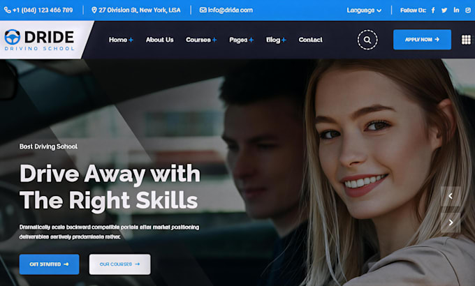 design driving school website driving instructor driving school landing page