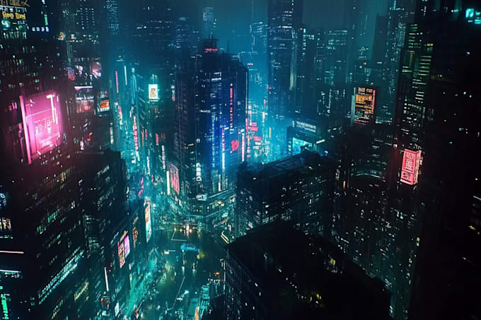 Draw a cyberpunk futuristic city art for you by Tsaoneaga | Fiverr