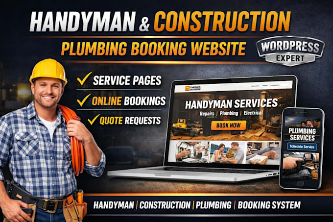 build handyman website construction wordpress website plumbing booking website