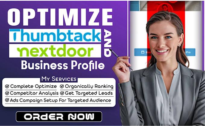 monthly manage and seo optimize rankup your thumbtack pro profile, nextdoor page