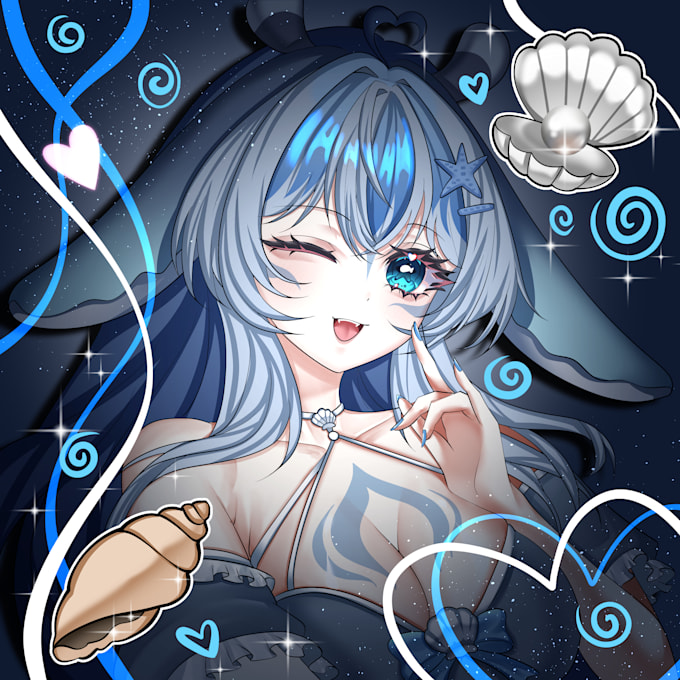 draw anime art illustration for profile picture or pfp vtuber oc fanart