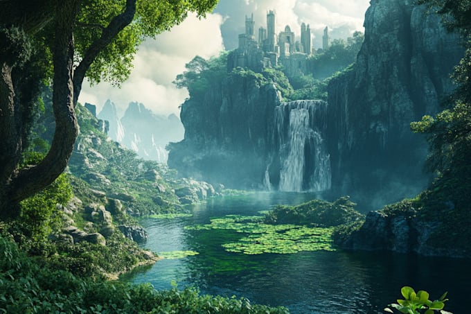 draw environment concept art, fantasy worlds