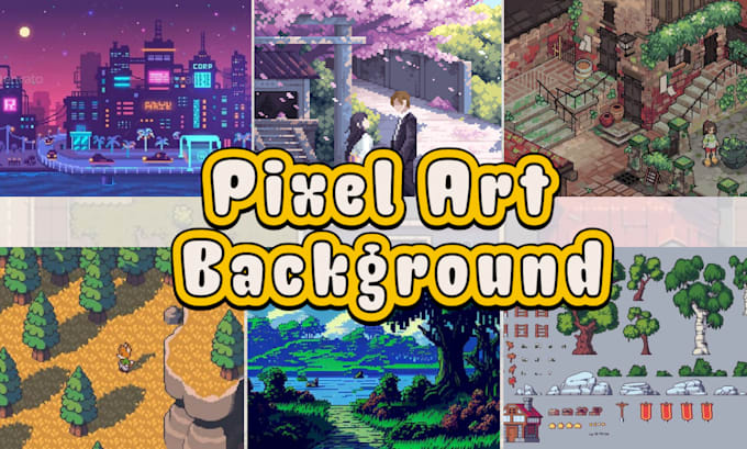 Pixel tileset, pixel map, pixel art environment, pixel background scene ...