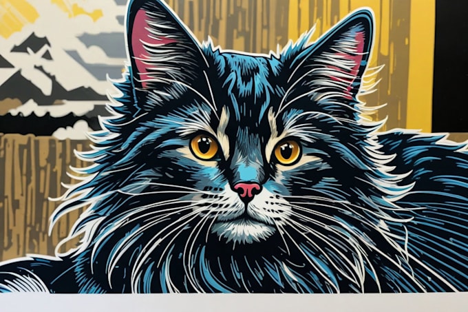 draw a pet portrait using linocut technique