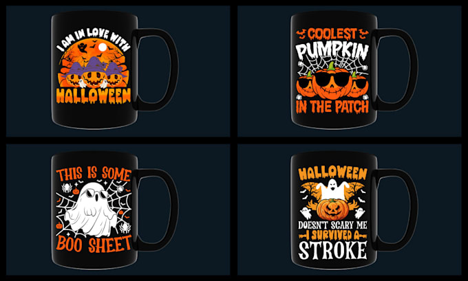 design halloween custom coffee mug or typography cup design your pod business