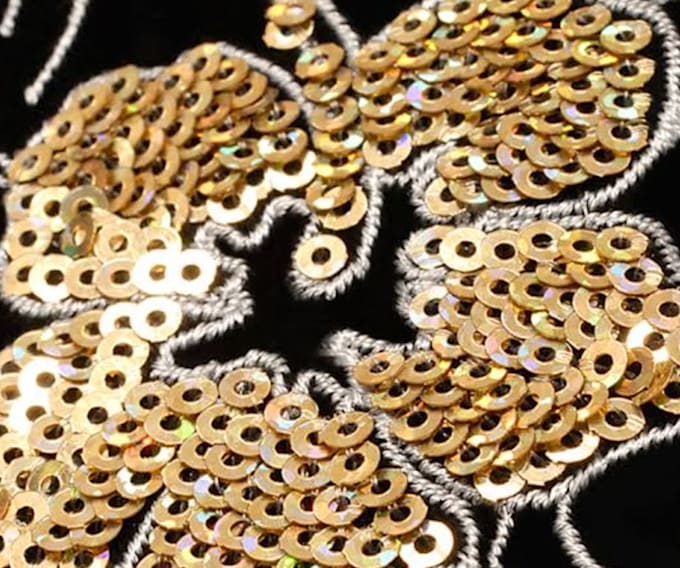 sequins embroidery digitization hotfix , stitch