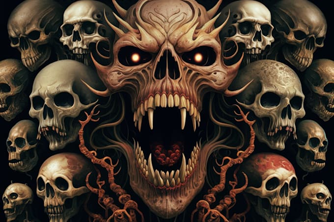 create dark art, horror or skull artworks illustration