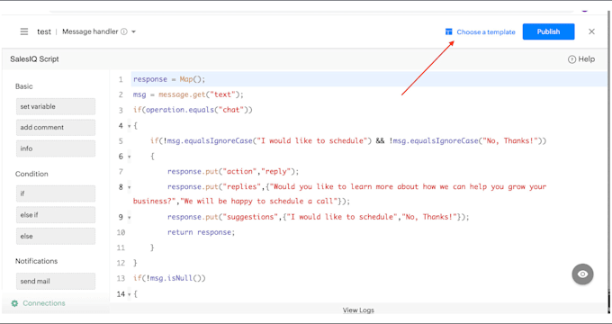 create zobot, develop zoho salesiq chatbot in zoho