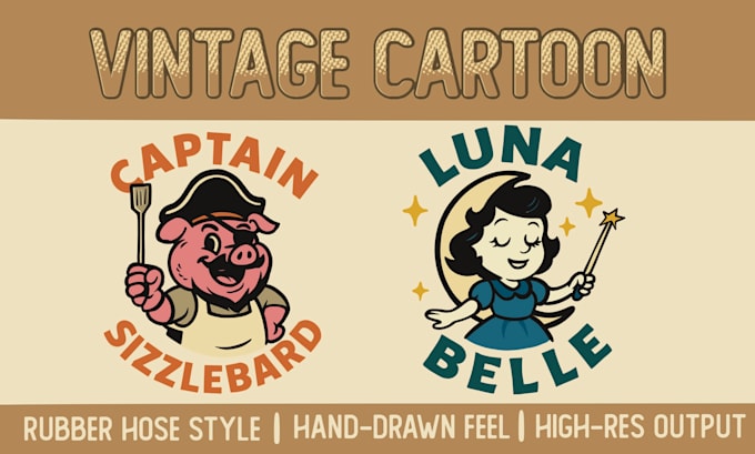 draw retro vintage cartoon character illustration
