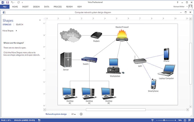create network topology diagrams in microsoft visio