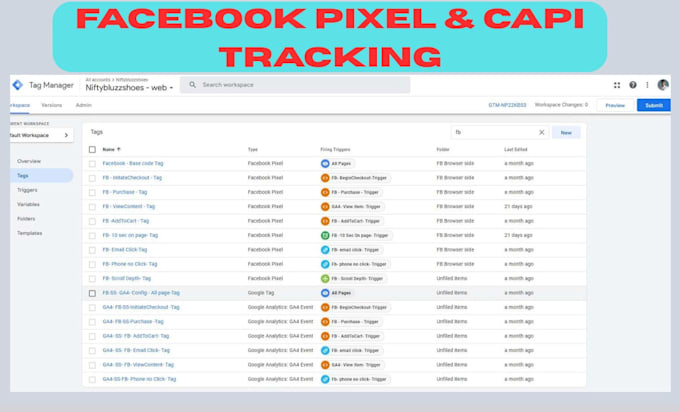 setup meta pixel facebook conversion api, server side, ga4 ecommerce tracking