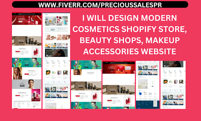 design modern cosmetics shopify store, beauty shops, makeup accessories website
