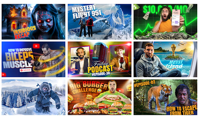 design attractive eye catchy youtube thumbnail like mr beast boost ctr