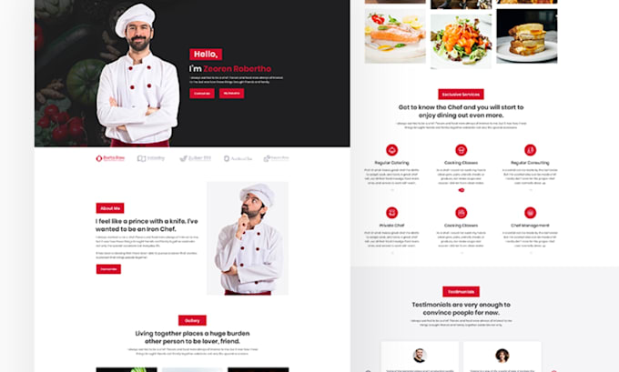 design chef website catering chef landing page cafe website restaurant website