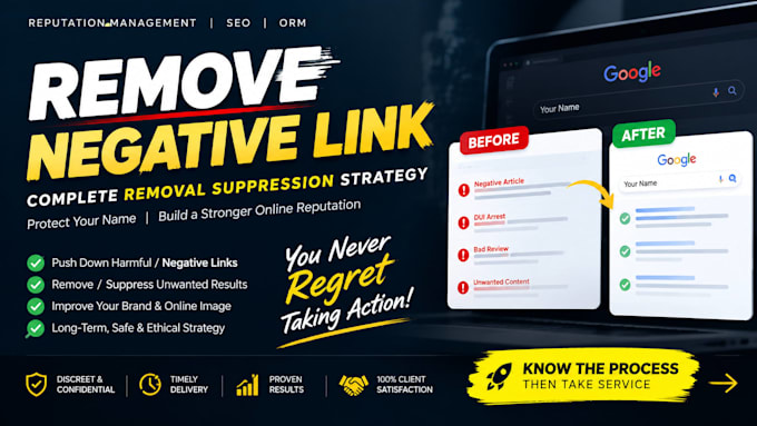 remove negative links and news articles on google