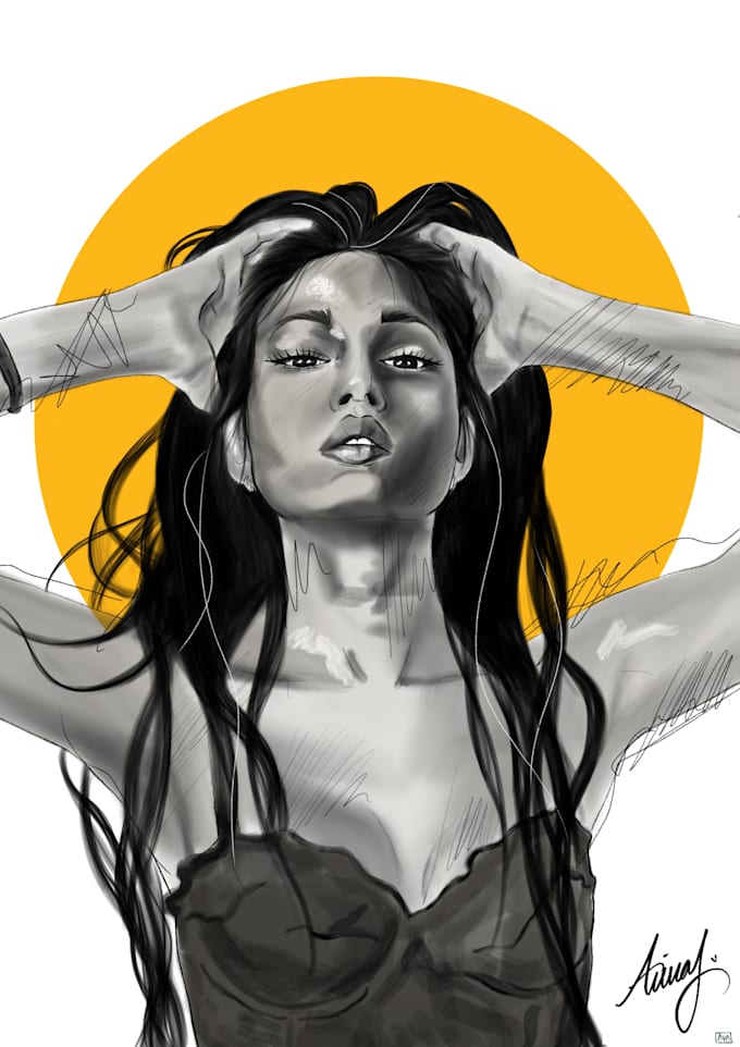 draw a black and white portrait of you