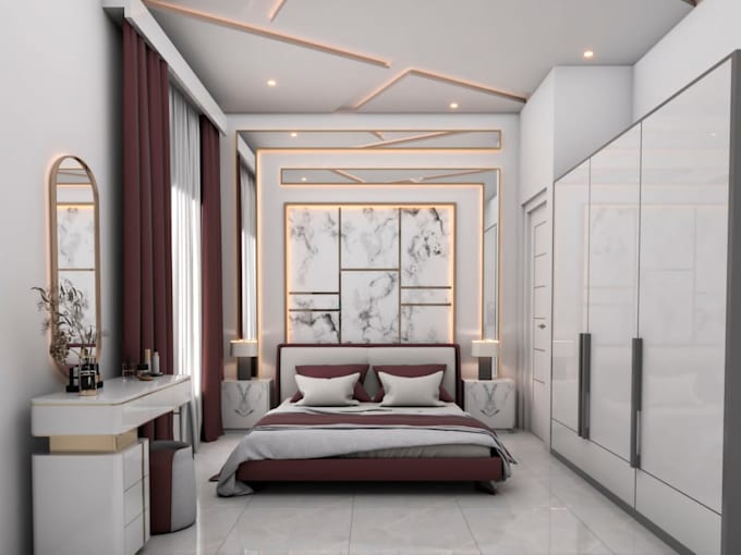 do living room interior design and 3d rendering