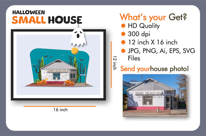 draw halloween house illustration