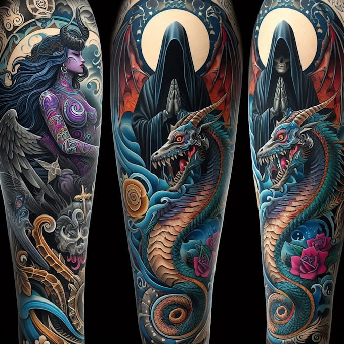 create custom tattoo design, tattoo sleeve