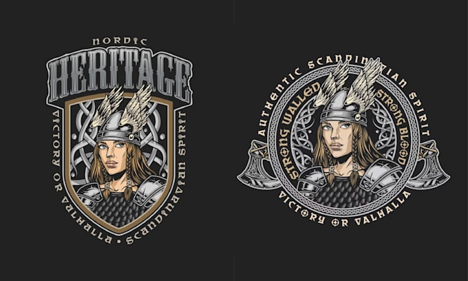 do vintage helmet viking logo with for your custom design