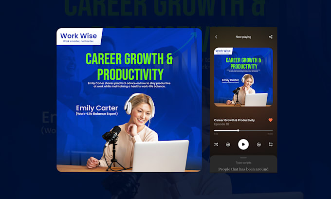 design a professional podcast cover design, thumbnail design