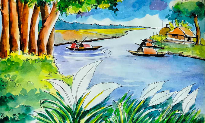 paint hand drawn watercolor illustration