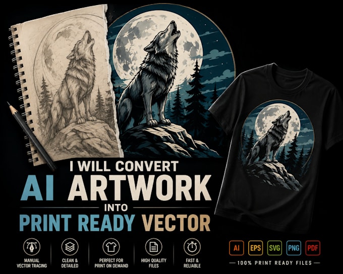 convert ai artwork into print ready vector illustration manually