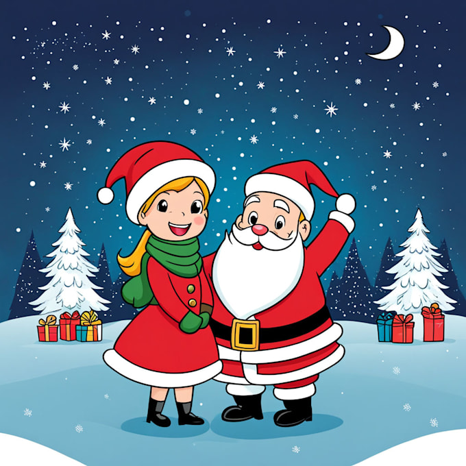 draw a cartoon christmas card