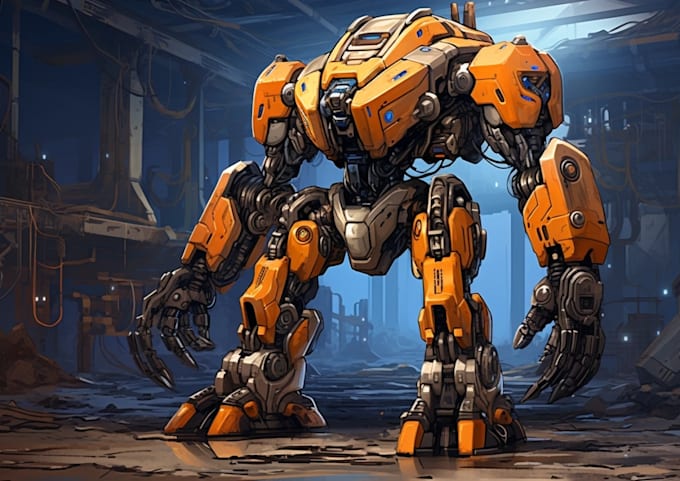 draw unique mecha robot