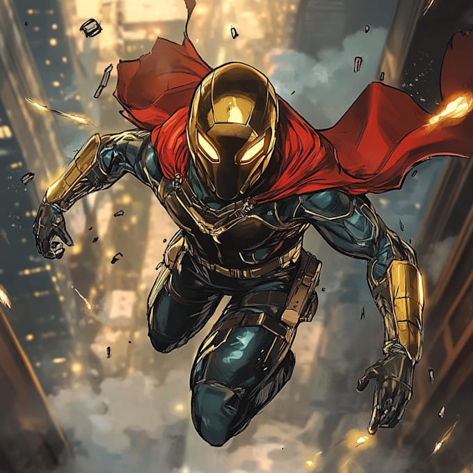 draw a unique superhero comic cartoon character
