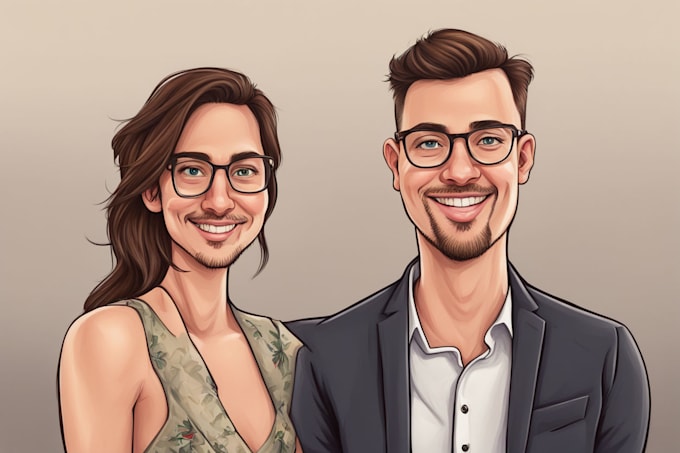 draw cartoon couple portrait