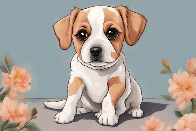draw your pet into cute pet cartoon portrait